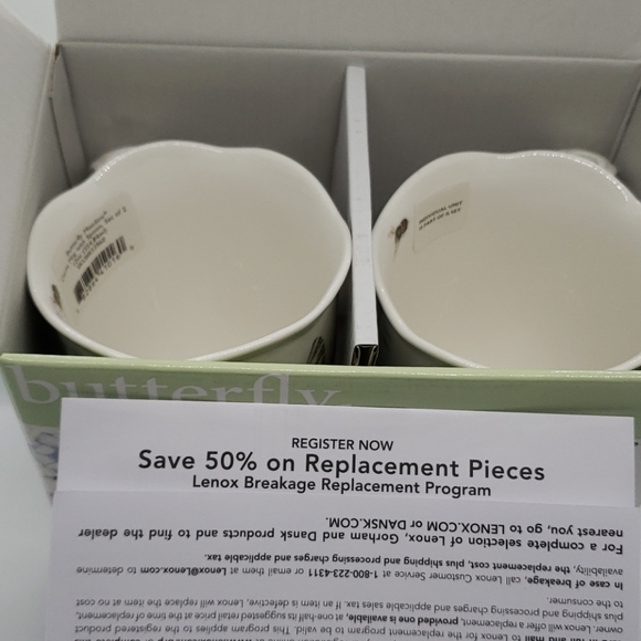 Lenox New Butterfly Meadows Cocoa Mugs w/Spoons - 2 Cottage Core - Picture 6 of 7